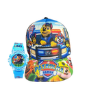 Boné e Relógio Infantil Kit Chapéu Menina Menino Personagem Disney Marvel Homem Aranha Patrulha Canina Barbie Moda Praia
